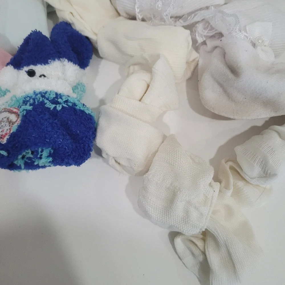 Girls Socks and Tights Lot Fuzzy Lace Trim Ribbed Knit Toddler Little‎ Girls